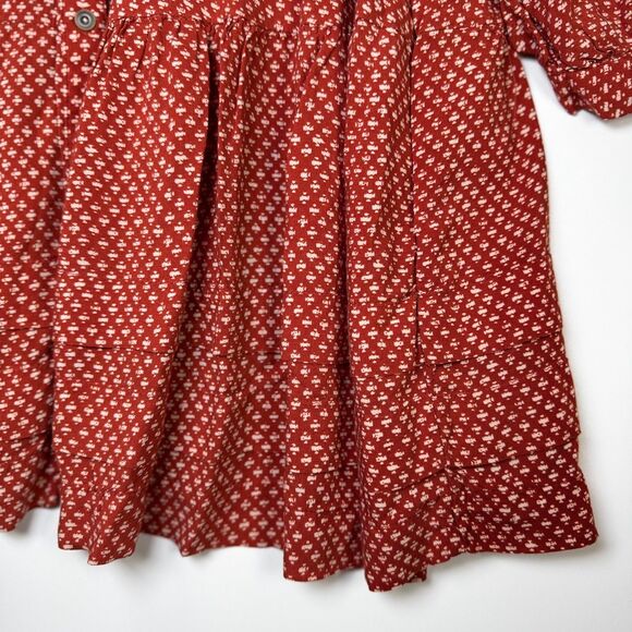 Holding Horses Anthropologie Tunic Top Small Boho Rust Red Peasant Style Tiered - Picture 7 of 13